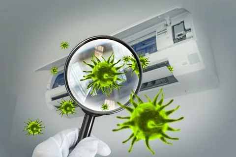 3D rendering.Green virus Stock Photos
