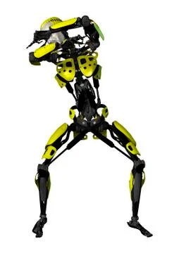 3D RenderingMale Robot Dancing on White Stock Illustration