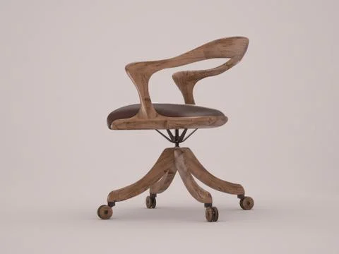 3d rendering,modeling, texturing and shading of a design wooden chair. 库存插图