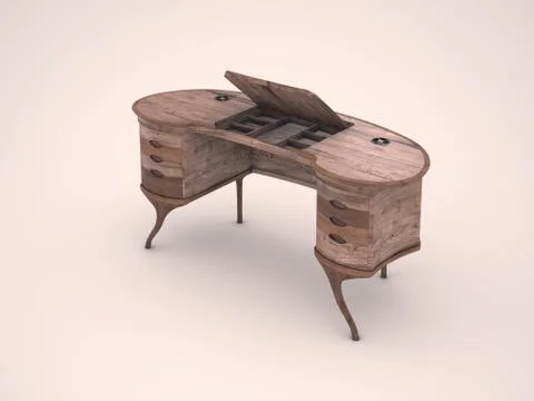 3d rendering,modeling, texturing and shading of a design wooden desk. 库存插图