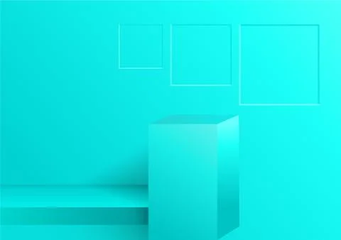 3d rendering,podium on floor minimal abstract geometric shapes. Stockillustratie