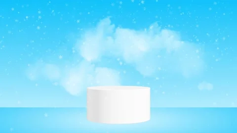 3d rendering,product stand with winter background and floor,snow fall and cloud Stock Footage 165297056