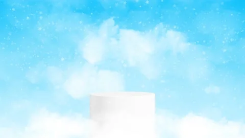 3d rendering,product stand with winter background,snow fall and cloudy winter Stock Footage 165297008