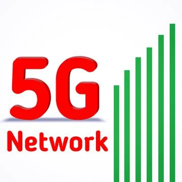 3D renderingred 5G with Network text and green arrow Illustration
