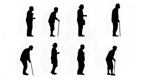 Silhouette Elderly People Stock Footage ~ Royalty Free Stock Videos | Pond5