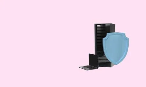 3d render.Protection of information from hacks and viruses. The digital worl Stock Illustration