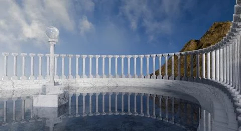 3d renderr of marble columns in a semicircle Ilustración de archivo
