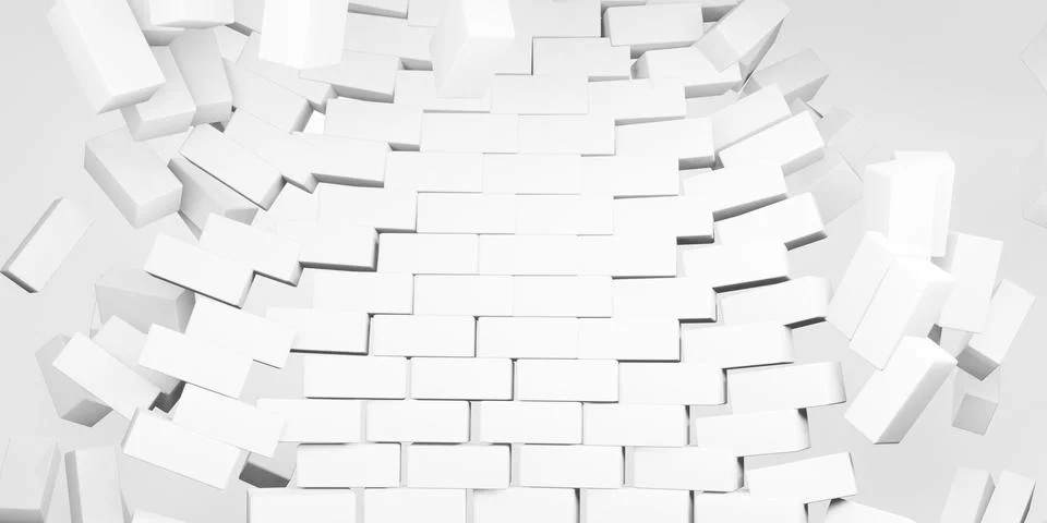 3D renders.Brick wall explode featuring destruction and abstract architectural イラスト素材