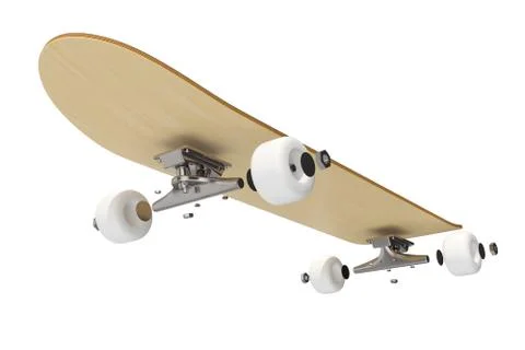 3d rendring disassembled schematic skateboard on white background Stock Illustration