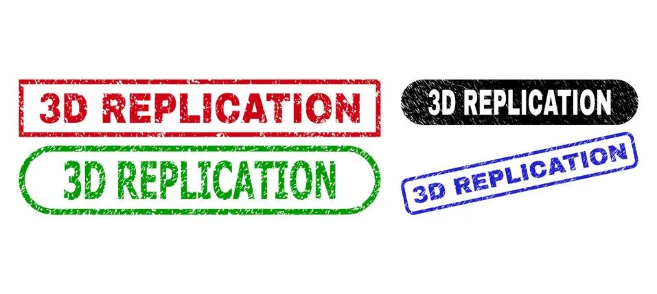3D REPLICATION Rectangle Watermarks Using Distress Texture Illustrazione stock