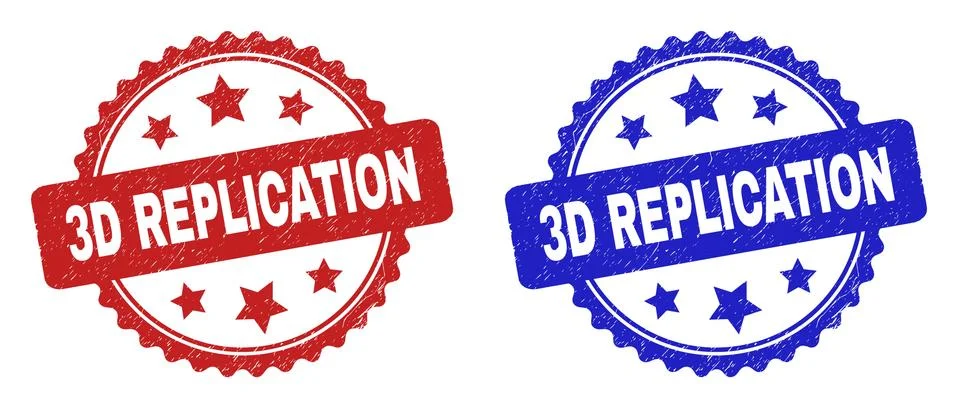 3D REPLICATION Rosette Stamps Using Grunge Surface 스톡 일러스트