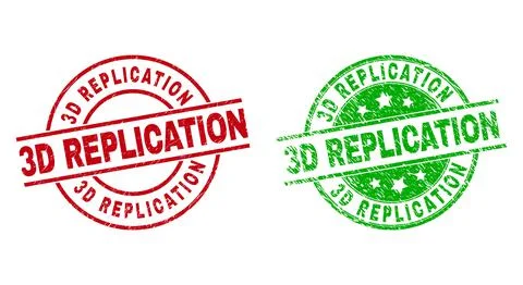 3D REPLICATION Round Seals with Corroded Style Stock Illustration