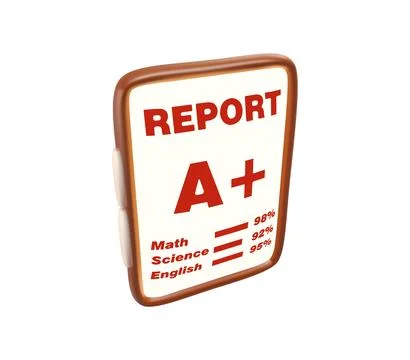 3D Report Card with A Plus Grade Icon Stock Illustration