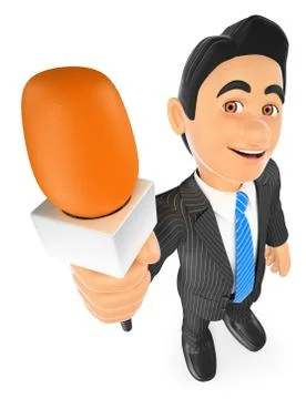 3D Reporter with a microphone Stock Illustration