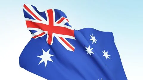 3d representation of Australia flag in the wind Stock Illustration