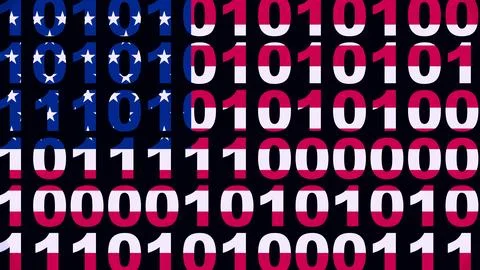 3d representation binary system USA flag Stock Illustration