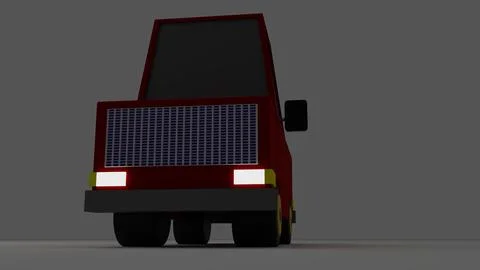 3D representation of the front of a cartoon style car in dark red color with Stock Illustration