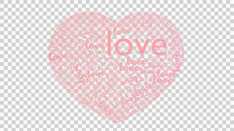 3d representation heart formed by the name love pink color Stock Illustration