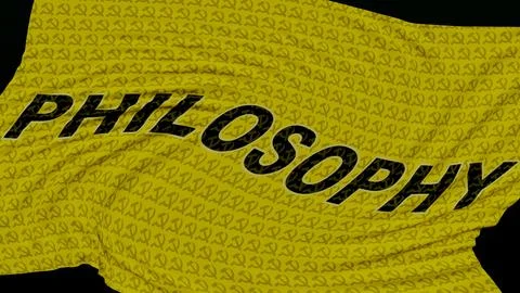 3d representation name philosophy wrapped around the communist symbol yellow Stock Illustration