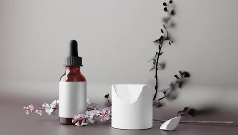 3D representation of perfumery and bathroom packaging with paster color Illustration