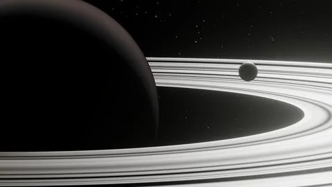 3d representation planet moon and a dense ice ring Stock Illustration