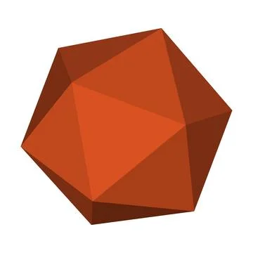 3D Representation of a Regular Icosahedron Shape Stock Illustration