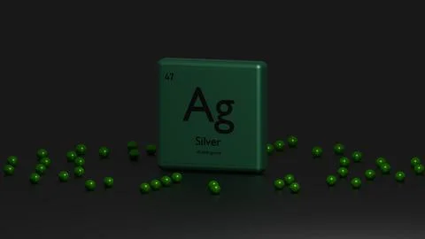3d representation silver chemical block Иллюстрация