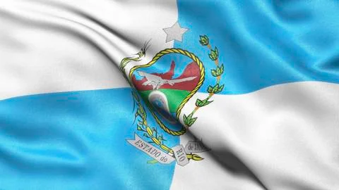 3D representation waving flag of the state of Rio de Janeiro Brazil Stock Illustration