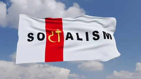 3d representation white flag red and black socialism Stock Footage 282673134