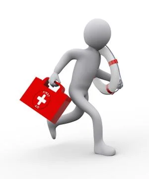 3d rescuer running for help Stock Illustration