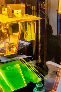 3d resin printer in interior showroom Stock Photos