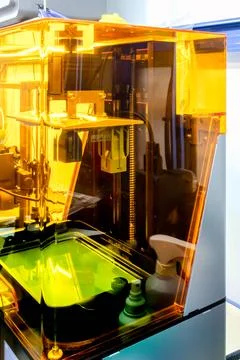 3d resin printer in interior showroom Stock Photos