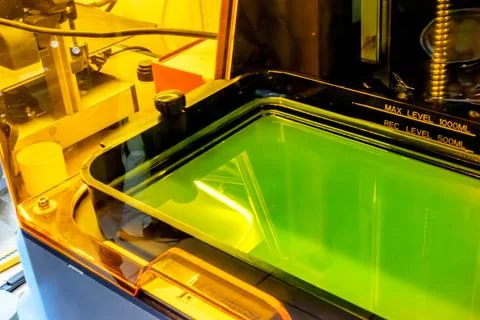 3d resin printer in interior showroom Stock Photos