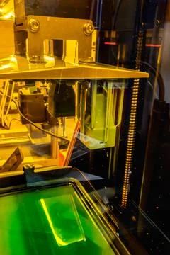 3d resin printer in interior showroom Stock Photos