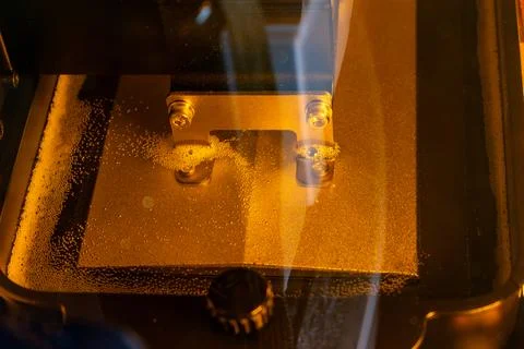 3d resin printer in interior showroom Stock Photos