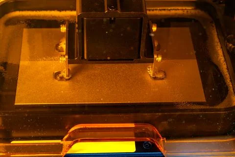 3d resin printer in interior showroom Stock Photos