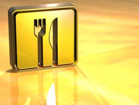 3d restaurant gold sign Ilustração Stock
