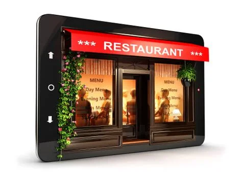 3d restaurant inside tablet Stock Illustration