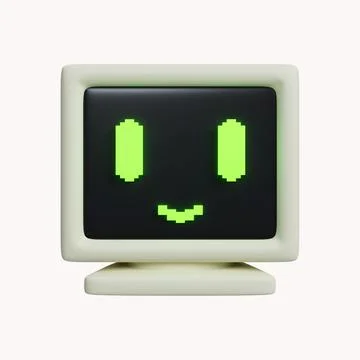 3d Retro Computer. The System Unit, Monitor. icon isolated on white background Stock Illustration