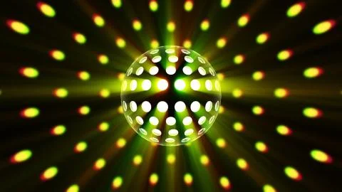 3D retro disco ball with light rays. Night club party. Stock Illustration