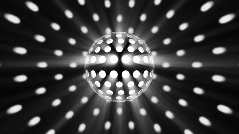 3D retro disco ball with light rays. Night club party. Stock Illustration