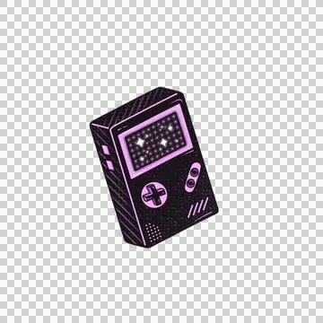 3D retro gaming console is floating on transparent background, showcasing pixel Illustration