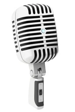 3d retro microphone isolated Stock Photos