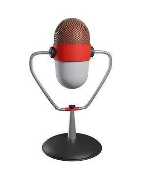 3d retro microphone isolated on white background Stock Illustration