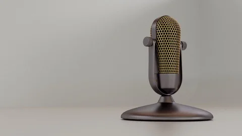 3D retro microphone on stand Vidéo 120165975