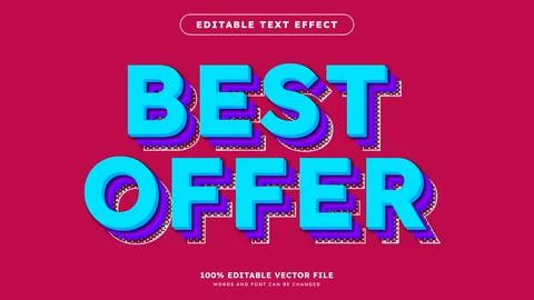 3D Retro Pop Art Text Effect Neon Color Style Stock Illustration
