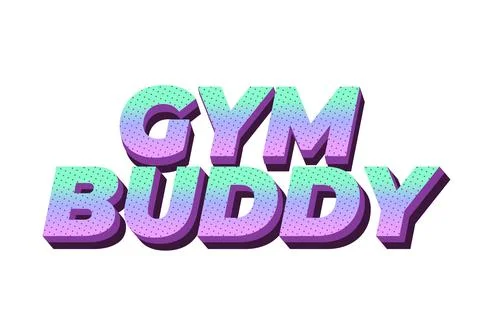3d retro styled text gym buddy in bold block letters with mint green to lav.. 스톡 일러스트