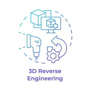 3d reverse engineering blue gradient concept icon Stock-Illustration