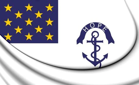 3D The Rhode Island Regimental Flag, USA. 3D Illustration. Stock Illustration