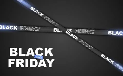 3D ribbon with light effect on background for Black Friday sale. Fashion ad.. Stock Illustration